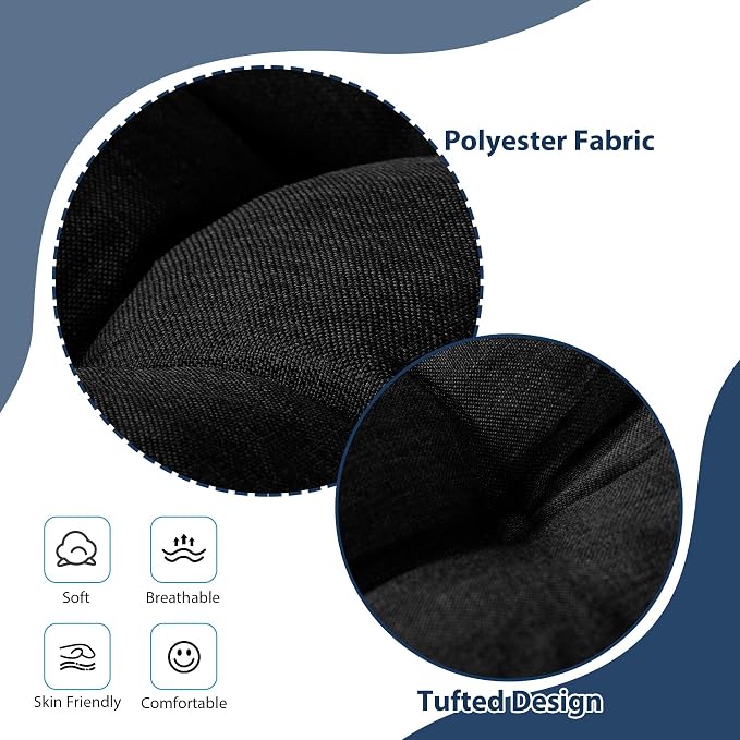 IASEAHK Chair Cushions for Dining Chairs, Seat Cushions for Kitchen Chairs, Indoor Seat Cushions with Ties, Tufted Foam Chair Pads, Non Slip Chair Cushions Set of 6, 15.5" x 15.5" x 4", Black