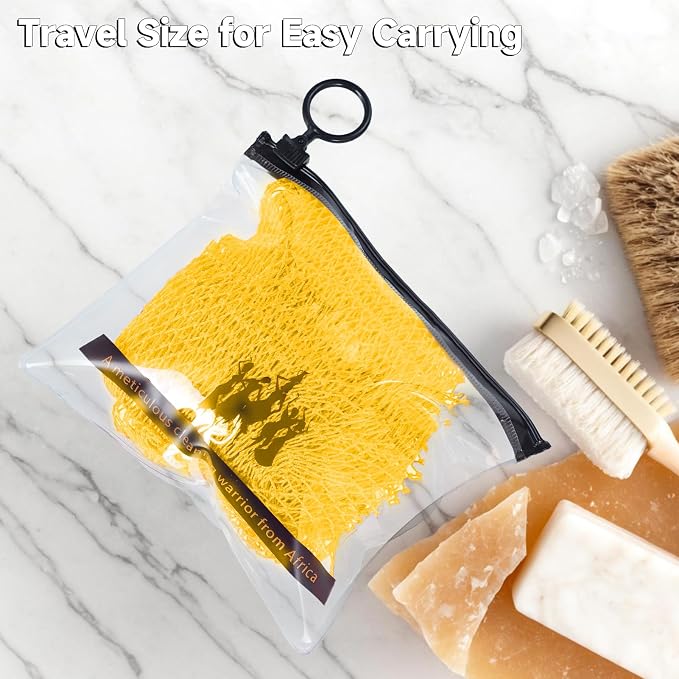 SubSahara Authentic African Net Sponge - 2 Pack Exfoliating Bath & Shower Loofah Sponge for Body & Face, Gentle Scrubber for All Skin Types, Travel, Durable (Lavender Purple & Bright Yellow)