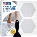 Clear Bloom Anti-Slip Shower Stickers for Tub & Shower Floor — Original Clear Hex Non-Slip Bathtub Stickers, 24 Pack 3.25”, Micro-Pyramid Grip, Scraper Included, Easy Apply