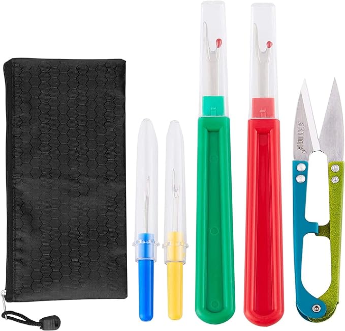Seam Ripper and Thread Remover Kit,2 Big and 2 Small Sewing Stitch Thread Unpicker and 1 Sewing Trimming Scissor Nipper Tool for Thread Remove(Multi-Color)