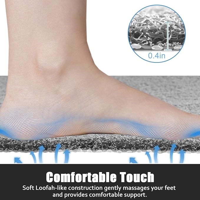 Large Shower Mat Non Slip, 36x36 Inch Shower Floor Mat with Drain Hole in Middle, Super Soft and Comfortable PVC Loofah Massage Bath Mat for Shower, Anti Slip Shower Stall Mat, Quick Drying