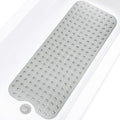 Bathtub and Shower Mats, Extra Long Non-Slip Bath Tub Mat 39 x 16 Inch, Machine Washable Bathmat with Suction Cups & Drain Holes for Bathroom Floor, Clear Grey
