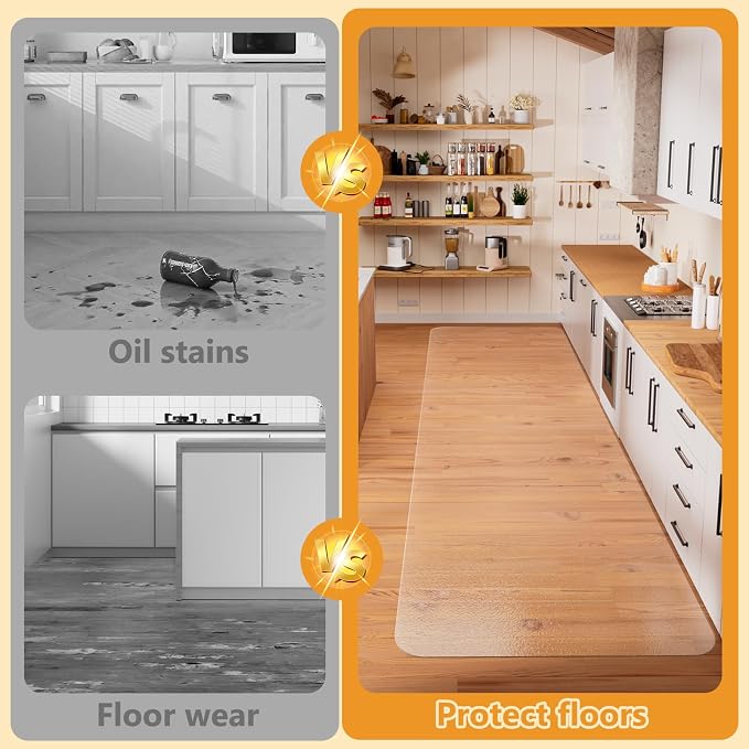 Clear Runner Rug 3'x10' for Hallway – Non Slip Waterproof Vinyl Carpet Protector, Plastic Floor Mat Runner for Kitchen, Entryway, Laundry, Indoor Outdoor High Traffic Areas