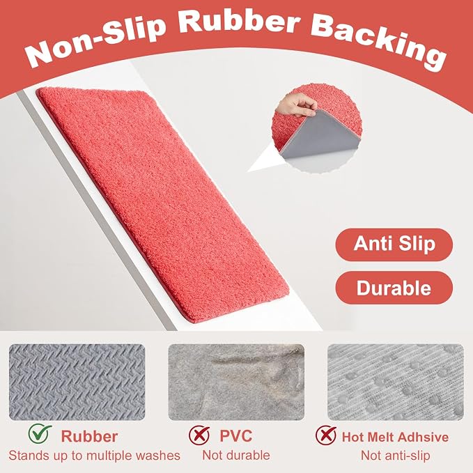 TYUU Bathroom Runner Rug, Ultra Soft Long Bath Mat Super Absorbent Quick Dry Bathroom Runner Rugs 24 x 72 Non Slip Washable, Pink 24" x 72"
