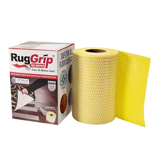 Rug Grip Rug Gripper Double Sided Non-Slip Residue Free Carpet Tape for Area Rugs and Runners - Works on All Floor Types including Hardwood, Tile, Carpet and Vinyl (6in" x 25ft)