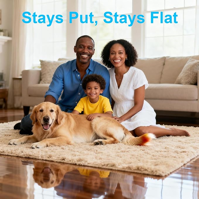 8 PCS Triangle Rug Tape, Double-Sided Non Slip Carpet Grippers, No Residue No Damage Anti-Curling Rug Pads, Keep Corners Flat for Hardwood Floors Tiles and Area Rugs