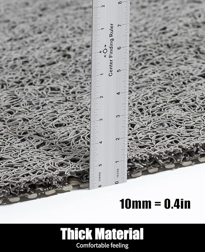 OTHWAY Shower Mat Non Slip Without Suction Cups, Quick Drying Bathtub Mat Non Slip for Shower Bathroom, PVC Loofah Shower Mat for Wet Areas (Grey)