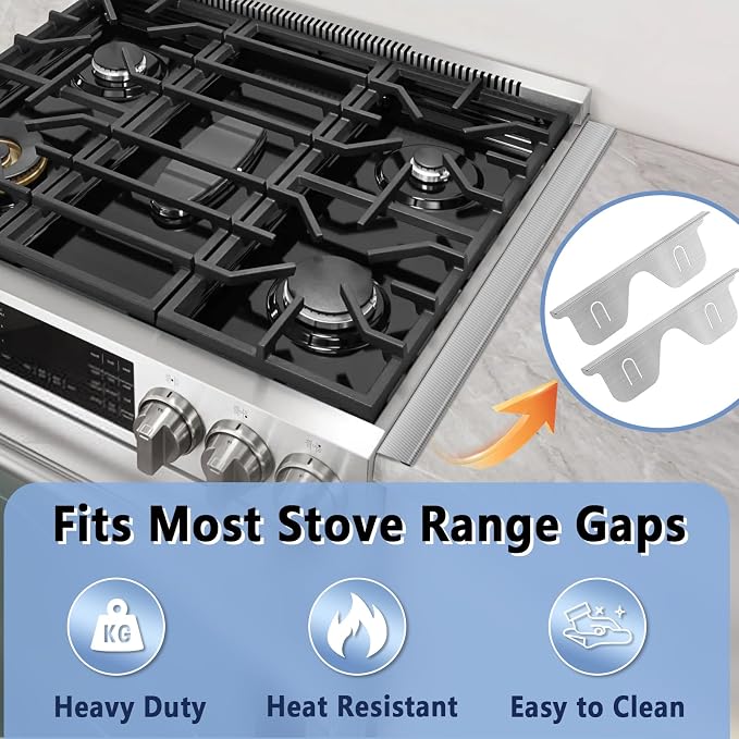 Stove Gap Covers Stainless Steel, 2 Pcs Stove Gap Filler for Counter Side Gap, Retractable Length 13.8" to 27.5"
