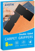 Rug Gripper for Hardwood Floors: 8 PCS No Damage Rug Tape - Anti Slip Rug Grips for Area Rugs – Secure Carpet Tape for Wood Floors, Safe & Strong Hold (8)