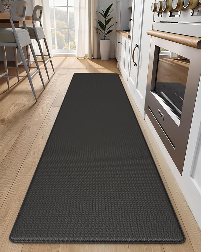 Kitchen Mats for Floor - 17"x79" Anti Fatigue Mats for Kitchen Floor - Non Slip Cushioned Rugs for Standing - Black