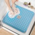HITSLAM Shower Bathtub Mat Non Slip, 24"x 24" Bath Mat for Tub, Soft PVC Shower Mats for Inside Shower with Suction Cups and Center Drain Hole, Machine Washable Bathroom Floor Mat, Blue
