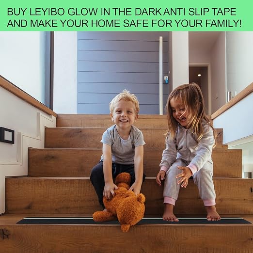 Anti Slip Tape with Glow in Dark Stripe for Stairs, 4”x42ft, Grip Tape for Stairs Steps for Outdoor/Indoor, Waterproof Non Slip Strips for Stair Treads, High Traction, Easy Install