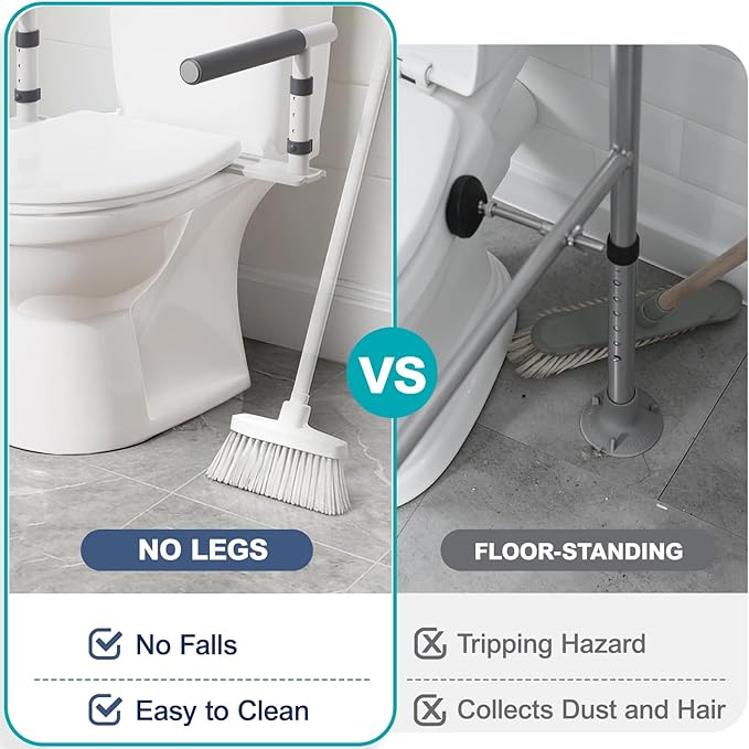Toilet Safety Rails for Seniors, Height Adjustable Toilet Safety Frame Grab Bars, 500lb Toilet Support Rails Easy Installation & No Wobble, Toilet Assistance Handles for Elderly and Disabled