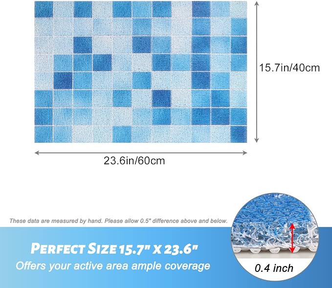 Shower Mat Non-Slip, Soft Comfort Bath Mat with Drainage Holes, PVC Loofah Massage Bathmat for Shower,Tub,Bathroom,Wet Areas, Quick Drying