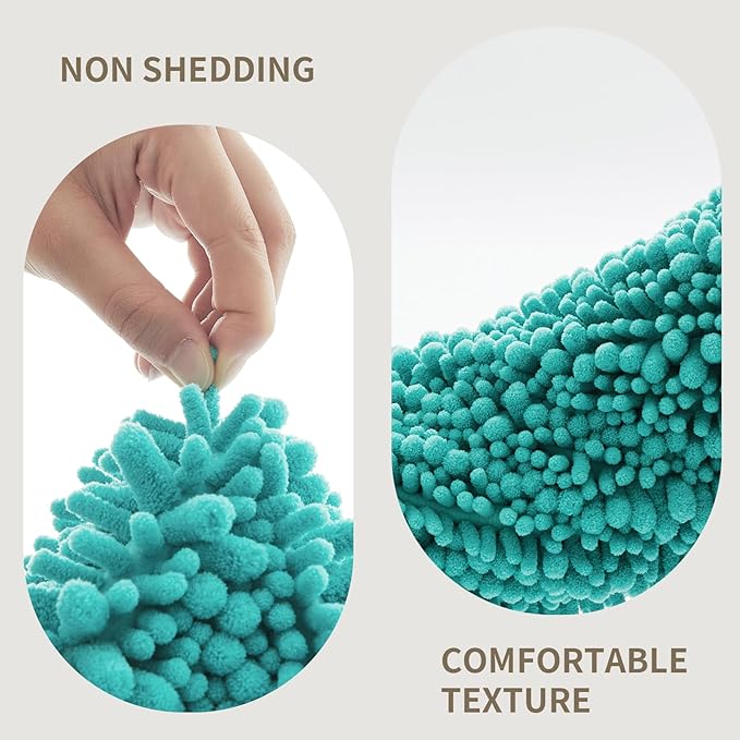 Bathroom Rugs Non Slip Washable 44x24, Extra Thick Soft Chenille Absorbent Bath Mat, High Density Barrier Non Slip Backing, Quick Dry Plush Shaggy Floor Carpet for Tub&Shower, TealBlue