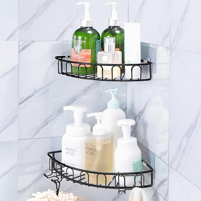 vivinin 15 Pack Shower Caddy Adhesive Replacement, Shower Shelf Adhesive No Drilling, Adhesive Hooks for Showe Caddy, Soap Holder, and Kitchen Racks
