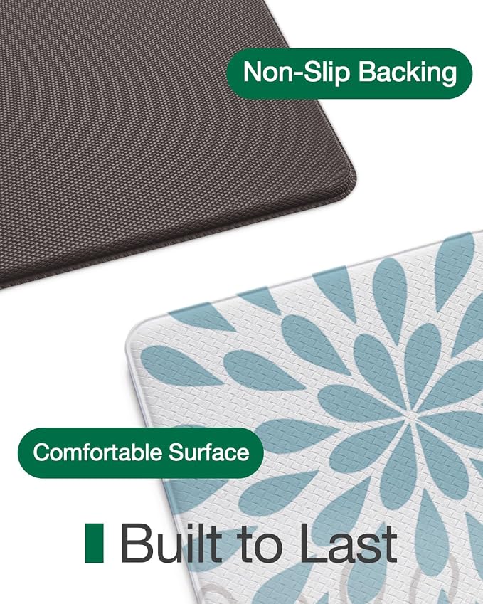 LUMI Anti Fatigue Kitchen Cushioned Mat for Floor, Padded Waterproof Runner for Standing, Stain Resistant Comfort Rugs for Home, Sink, Laundry, 24x87