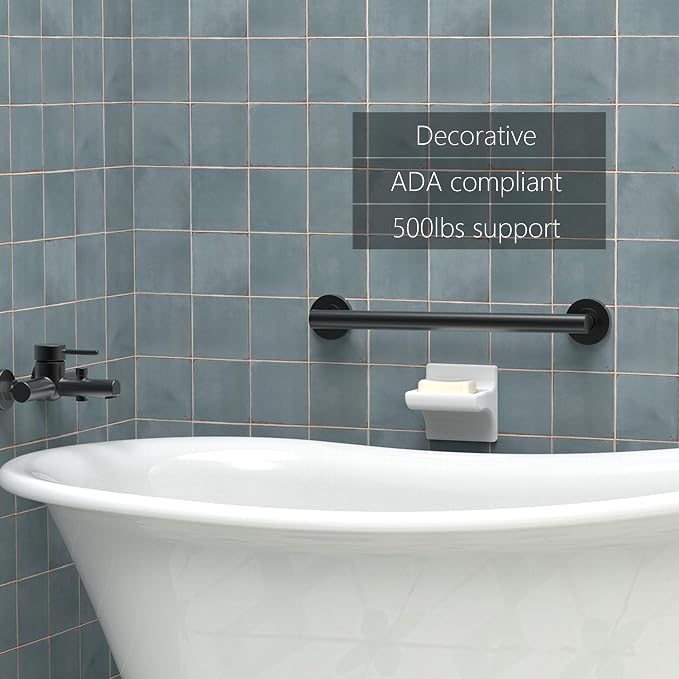Bath, Shower and Toilet Safety Grab Bar for Seniors and Handicaps, ADA Compliant Mobility Aid Balance Assist Handle, Stainless Steel