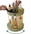 Asayuee 360 Rotating Makeup Organizer,2 Tier Large Capacity Make Up Organizers and Storage,Skincare Perfume Vanity Organizers,Bathroom Cosmetics Storage Organizer Countertop (Green)
