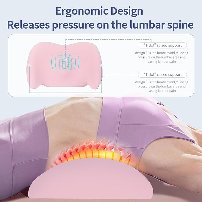 Lumbar Support Pillow for Office Chair, Cooling Car Lumbar Pillow Lower Back Pain Relief,Memory Foam Back Cushion with Adjustable Straps,Ergonomic Chair Back Pillow for Gaming Chair,Car(Pink Cooling)