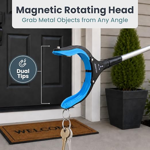 Pelegon Grabbers for Seniors Heavy Duty, 43 Inch Heavy Duty Grabber Reacher Tool, Foldable Long Reach Grabber with 90° Rotating Head, Magnetic Tips, Rubberized Grips, Aluminum Pick Up Tool - 1 Pack