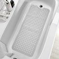 ZHICHENG Bath Tub and Shower Mats, Non-Slip 39 x 16 Inch Extra Long Bath Mat, Machine Washable Bathtub Mat with Drain Holes, Suction Cups for Bathroom (Grey)