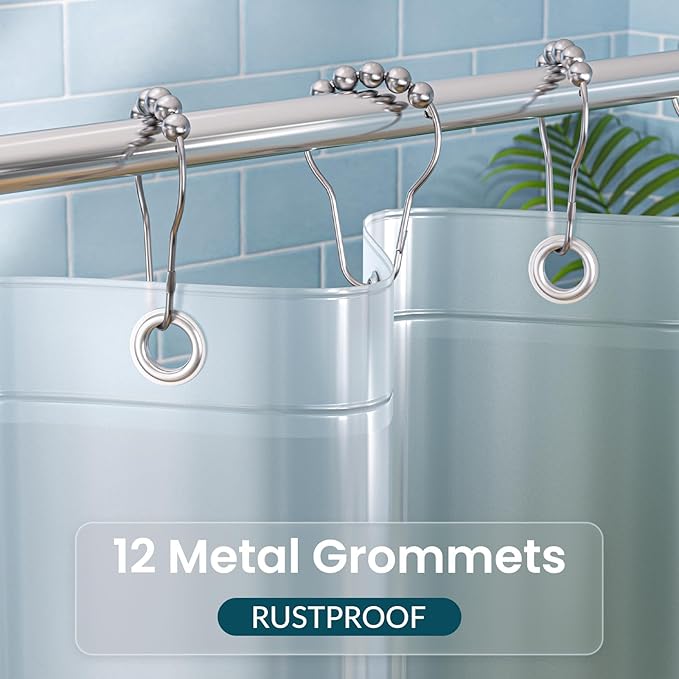 Titanker Plastic Shower Curtain Liner 72 x 72 Frosted Shower Liner Waterproof Lightweight Cute Shower Curtains for Bathroom with Magnets and Rustproof Grommets