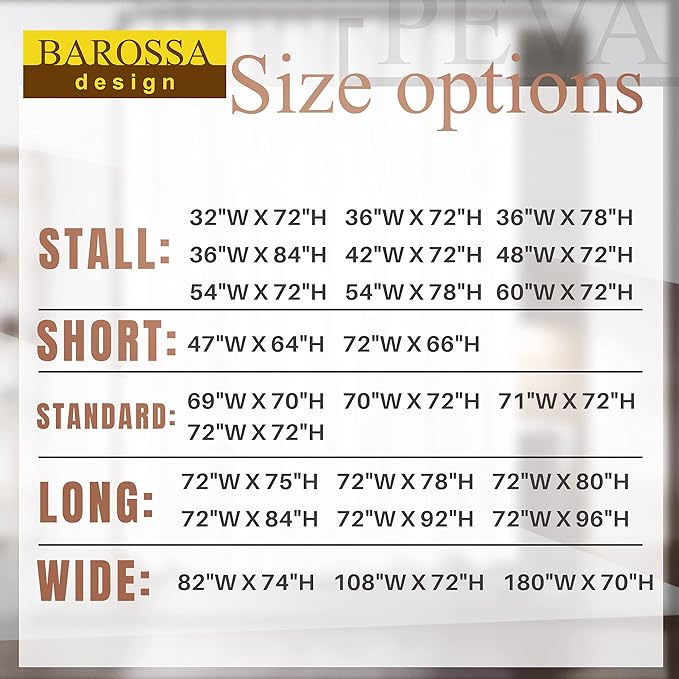 54x78 Inch Stall Shower Curtain/Liner 8G Heavy Duty Clear PEVA, 3 Bottom Magnets, Waterproof, PVC Free, Metal Grommets