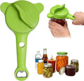 Multi-Functional 4-in-1 Jar Opener, Adjustable Stainless Steel Bottle Opener for Multi Size Jar Bottles with Ergonomic Non-Slip Handle Grip, Kitchen Helper for Seniors Weak Hands Arthritis