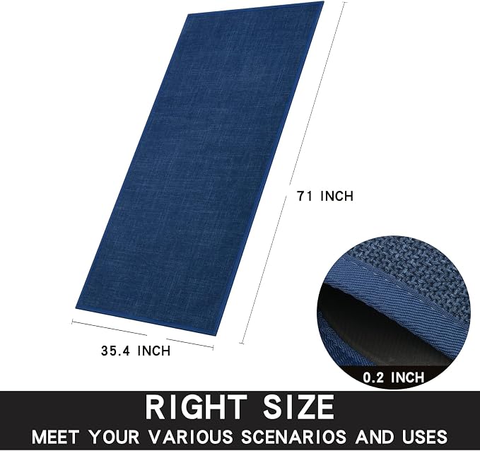 SUMLANS Kitchen Mat, Cushioned Non Slip Rugs for Kitchen Floor, Absorbent Runner Comfort Standing Mats Washable for Kitchen, Office, Home (Dark Blue, 35.4"x71")