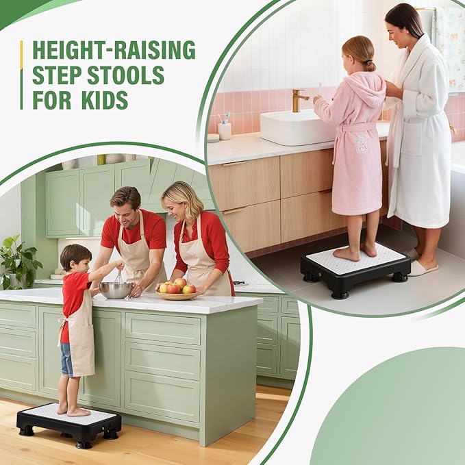 SOYO Mobility One Step Stool, Heavy Duty Indoor Outdoor Non-Slip Small Step Platform Assistive Device for Adult Elderly, Standing Support and Step Riser for Car, Bed, Door, Stair, Bathroom Black-White