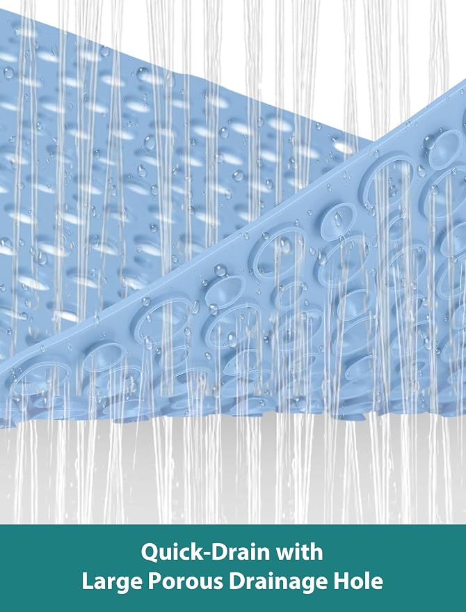 Extra Large Shower Mat, Yonala 47 x 32 Inch Non Slip Shower Mats for Inside Shower, Soft TPE Shower Floor Mat with Suction Cups and Drain Holes, Machine Washable Bathroom Shower Mat, Easy to Clean