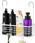 SHANSHUI Shower Caddy Hanging Bathroom Organizer Basket, Shampoo Bracket, Over Door Showers Caddy with Hooks, 304 Stainless Steel Rust Proof Rack- White