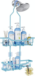 Upgraded Extended Length Shower Organizer with Hooks, Rustproof Shampoo Soap Holder, Large Hanging Bathroom Caddy