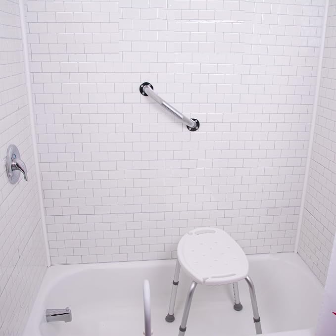 Carex Textured Grab Bars for Bathtubs and Showers - Grab Bars for Bathroom Safety - 12 inch Durable Stainless Steel Shower Handle Serves as Handicap Grab Bar and Elderly Assistance Products