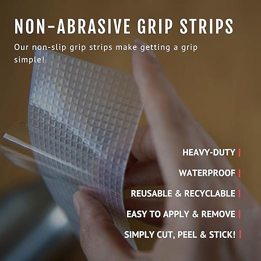 CATTONGUE GRIPS 2” Non-Abrasive Grip Tape Strips - Heavy-Duty, Waterproof Anti-Slip Tape for Furniture, Bathtubs, Frames, Gaming & More - Indoor & Outdoor Anti-Slip Solution (Clear, 1-Pack)