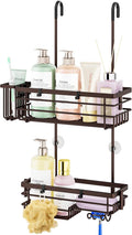HapiRm Hanging Shower Caddy Organizer - No Drilling Shower Shelves with Hooks and Toothbrush Holder, Rustproof 304 Stainless Steel Bathroom Organizer - Bronze