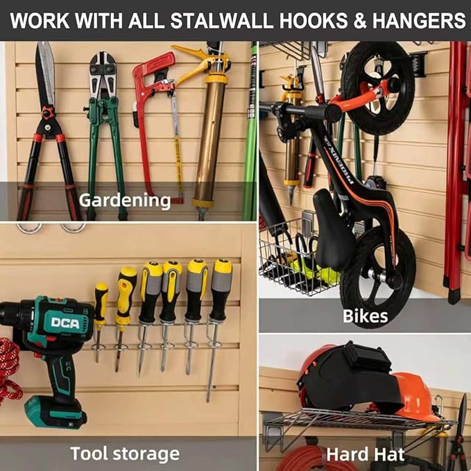 FRAYSCENT Slat Wall Paneling Garage Wall Organizer, Slatwall Panels Garage Tool Organizer Wall Mount Garage Slat Wall Storage Systems, Slat Board PVC Wall Panels (Begie, 8ftx4ft)