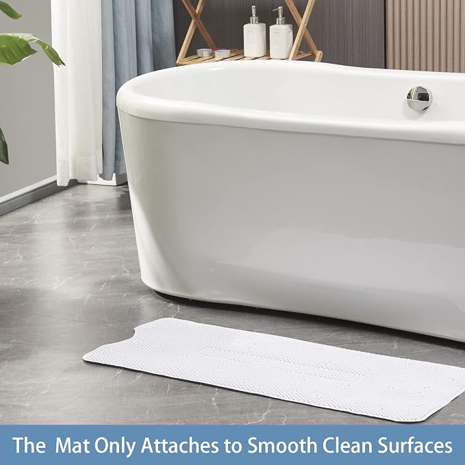 Webos Soft Bathtub Mat Non Slip: Memory Foam Shower Mat with Suction Cups for Bathroom Inside Tub 40X16Inch (White)