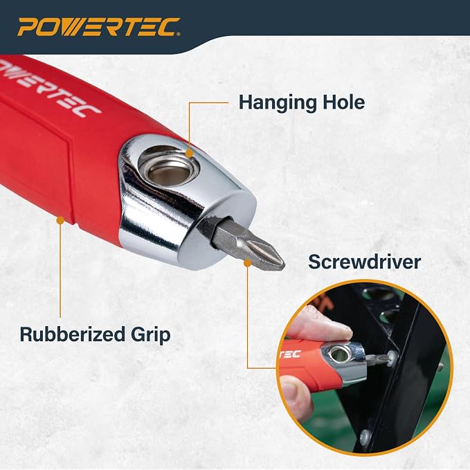 POWERTEC 9-in-1 Painter's Tool w/ 4 Inch Stainless Steel Putty Knife | Straight Scraper, Grout Remover, Roller Cleaning, Can Opener, Bottle Opener, Nail Puller, Screwdriver, 3/8" & 1/4" Wrench (72068)