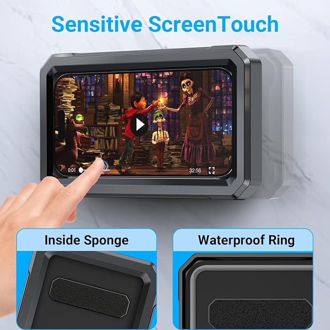 Coolpow Shower Phone Holder Waterproof【480°Rotatable】Retractable Adjustable Shower Phone Case Shower Stall Accessories for Bathroom Wall Phone Mount Stand Water Proof Anti Fog Case for 4-7"Cellphones