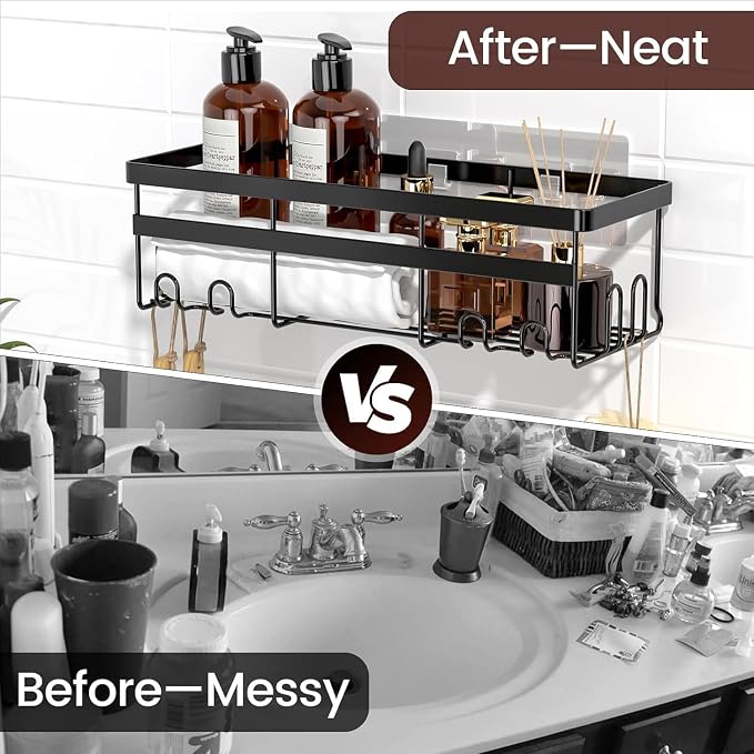 WOWBOX Shower Caddies 2 Pack - Adhesive Hanging Shower Shelf - Bathroom & Kitchen Organizers and Storage, No Drilling Stainless Shower Shelves for Home Decor Storage (Large)