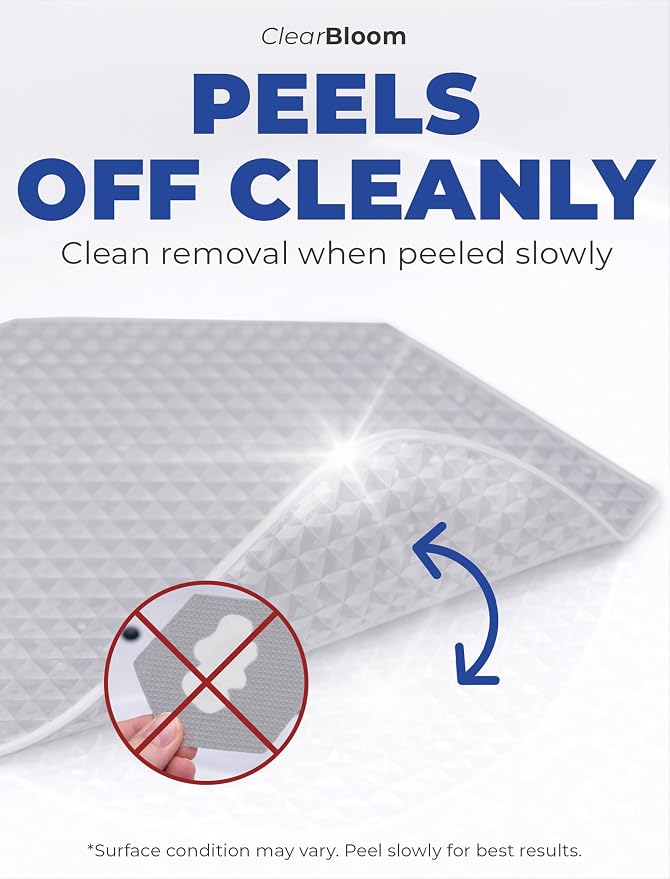 Clear Bloom Anti Slip Shower Stickers 24 PCS, Gray Non-Slip Shower Strips for Adults, Premium Adhesive Bath Tub Stickers