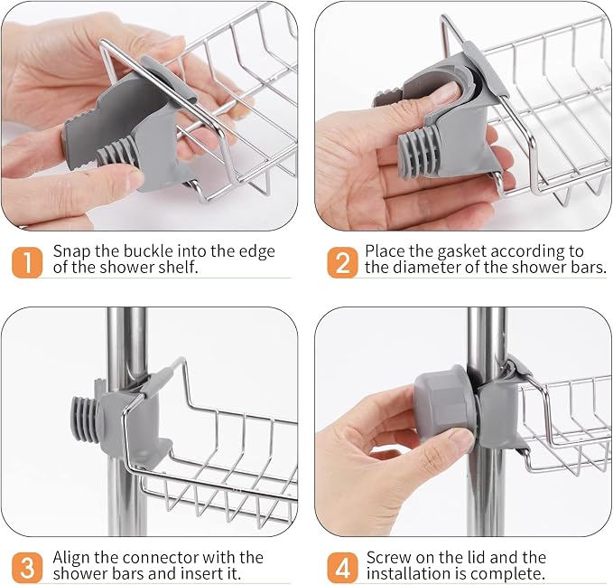 Clawfoot Tub Caddy(Shower Rod Not Included) - Stainless Steel Shower Shelves and Soap Caddy