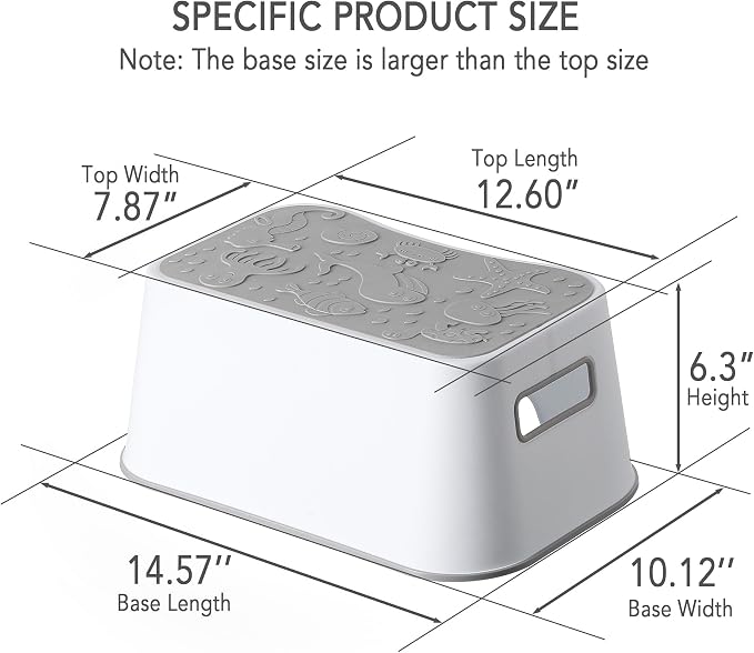 2 Pack Step Stool for Kids, Cute Sea Animals Toddler Kids Step Stool Stackable Non-Slip Safety Foot Stool for Kitchen Bathroom and Toilet Potty Training (Gray)