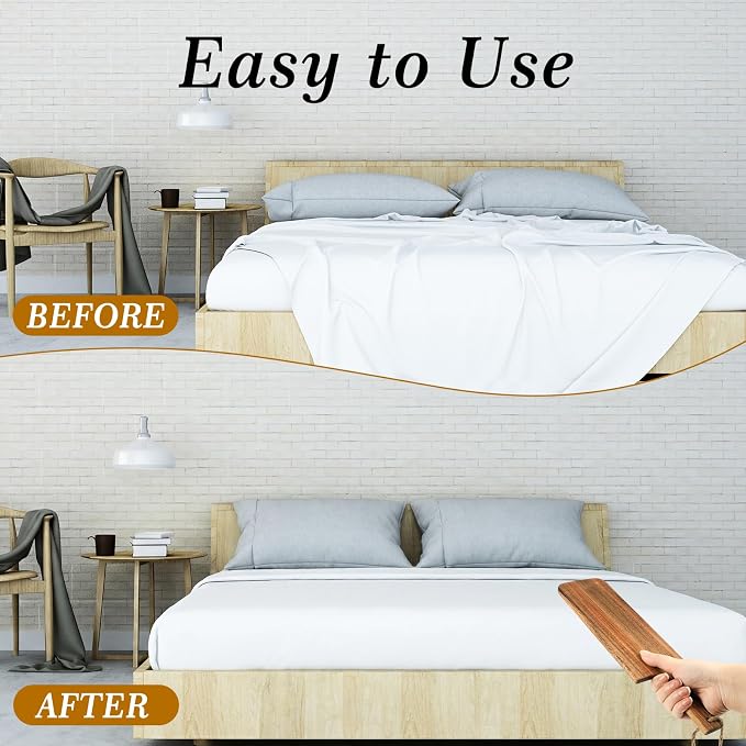 Esmorah Mattress Lifter & Bed Sheet Tucker Tool Set for Changing Sheets, Acacia Wood Bed Making Tool for Heavy Matress, Mattress Lifters for Seniors, Alleviating Back Pain