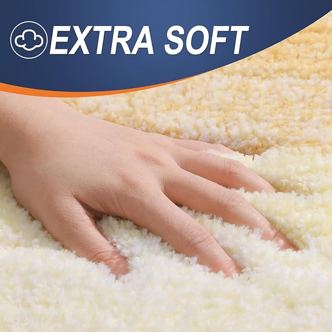 OLANLY Bathroom Runner Rugs Mat 59x20, Extra Soft Absorbent Microfiber Bath Rug, Rubber Backing, Quick Dry, Washable Long Bath Mats for Bathroom, Tub and Shower, Home Decor Accessories, Light Yellow