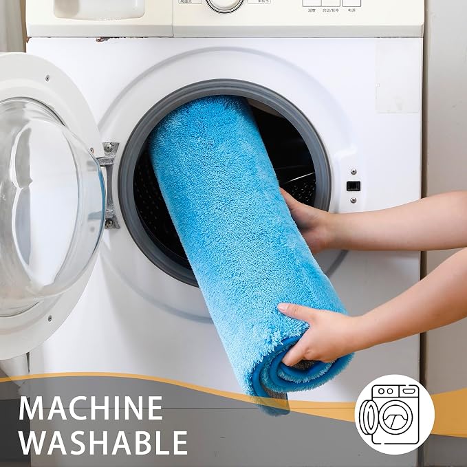 MINIDEAR Bathroom Rugs 36x24 Lake Blue - Thick Memory Foam Bath Mat, Ultra Soft & Plush Fluffy, Non-Slip, Quick Dry, Absorbent Washable Floor Microfiber Mat for Tub, Home Decor Accessories