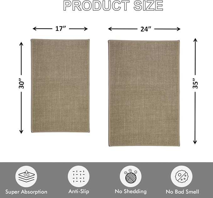 Maximum Non-Slip Indoor Door Mat, Long-Lasting, Soft & True Color with Rubber Backing, Washable & Stain-Resistant Entryway Mat with Powerful Dirt Trapper for Various Entrance, 29''X17'', Brown
