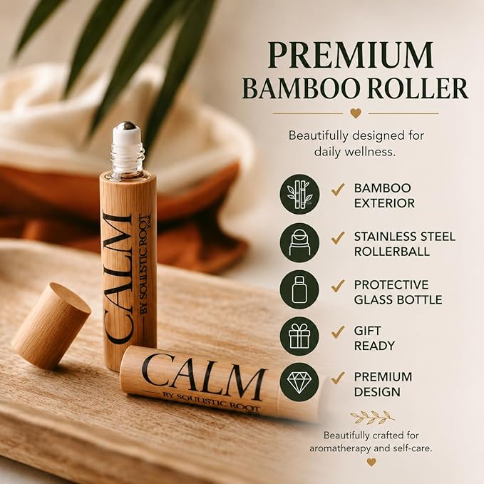 Calm Essential Oil Roller – Aromatherapy Roll On with Lavender & Chamomile – Calming Essential Oil Rollerball for Women, Self Care, Travel, Meditation & Wellness Gift – 10ml | Soulistic Root